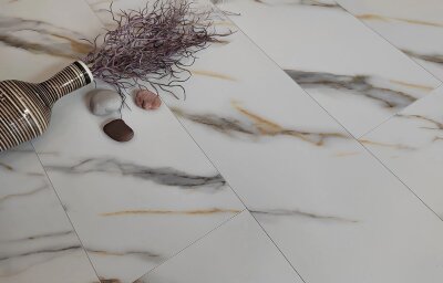 Каменный MSPC ламинат Stone Floor Мрамор Бело-золотой DC833 MP 1220х234х8мм
