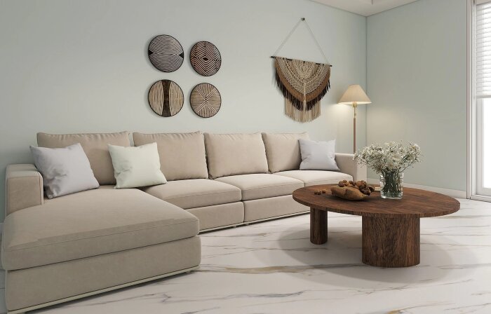 Каменный MSPC ламинат Stone Floor Мрамор Бело-золотой DC833 MP 1220х234х8мм